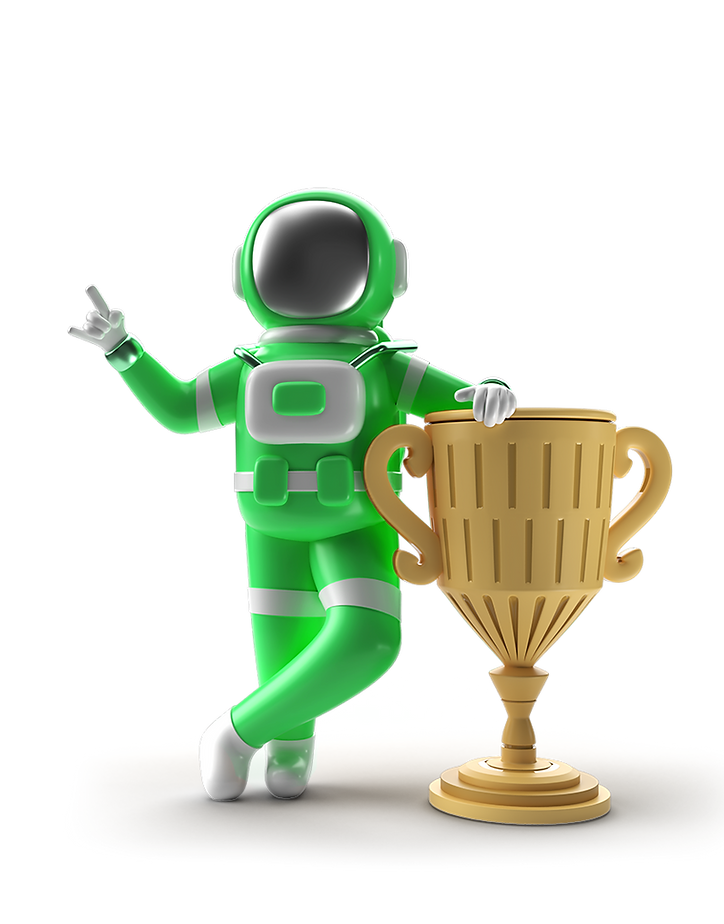 Astronauta com troféu
